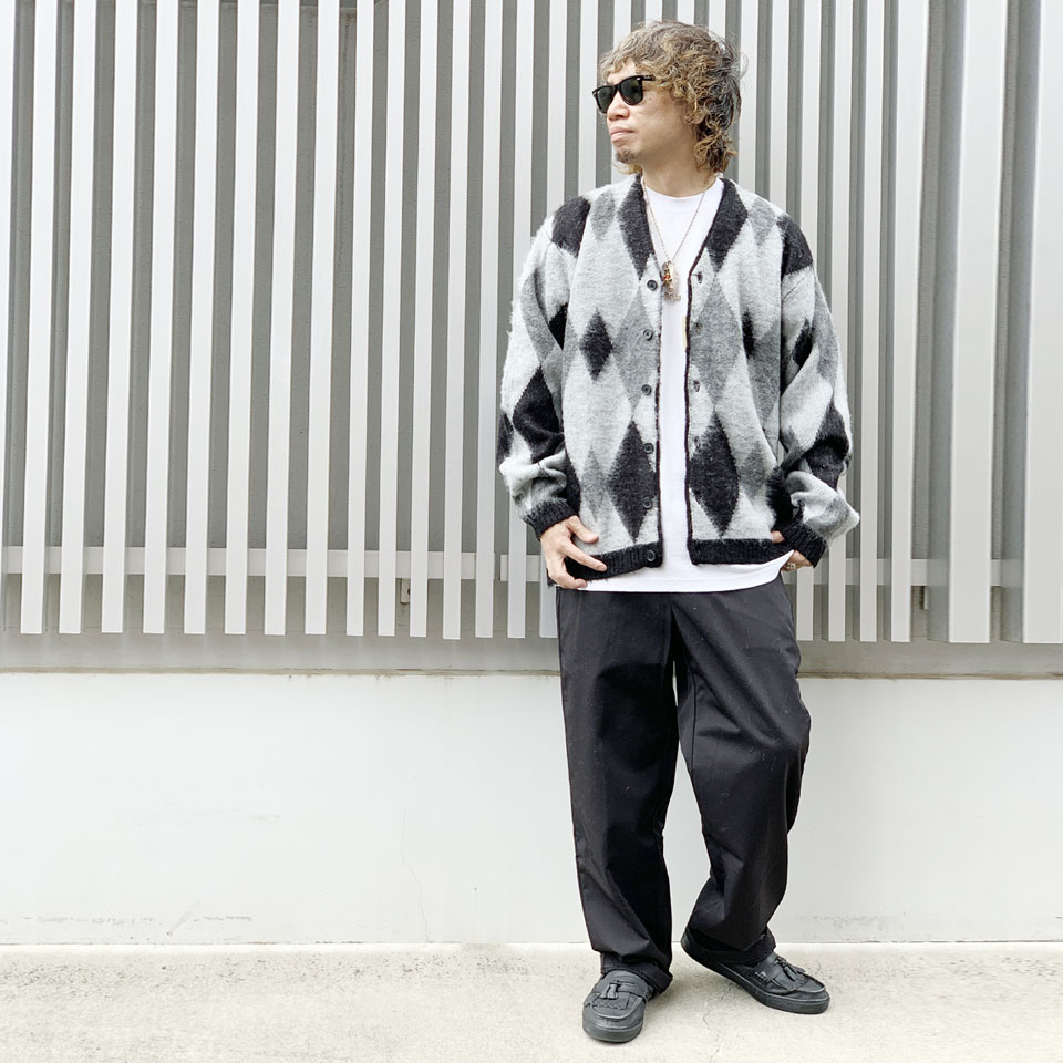 vintage アーガイル　カーディガン　モヘア調　ゆったりシルエット　グランジ TOWNCRAFT（タウンクラフト） シャギーカーディガン SHAGGY VINTAGE
