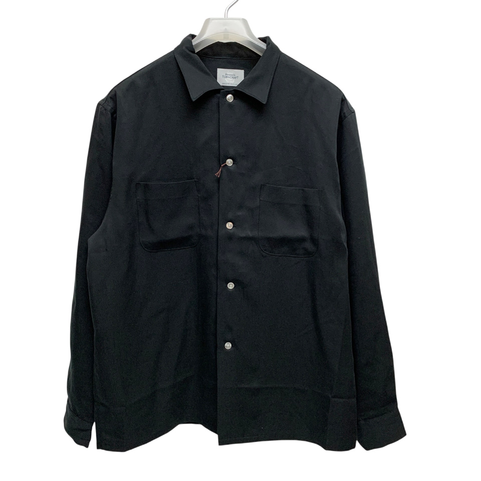 70s TOWNCRAFT タウンクラフト 長袖 シャツ L相当 ブラック TOWNCRAFT（タウンクラフト） 長袖シャツ 60S BLACK SOLID SHIRT MADE