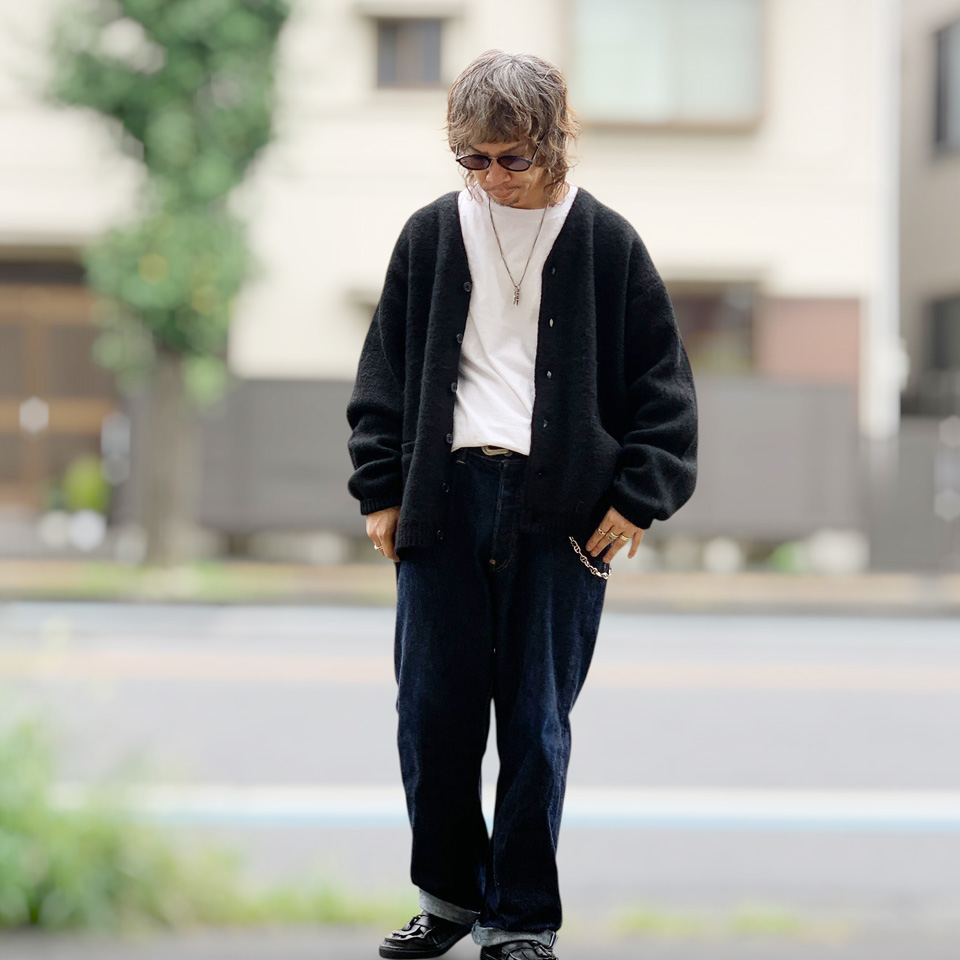 TOWN CRAFT タウンクラフト シャギーカーディガン ブラック 黒　L TOWNCRAFT（タウンクラフト） 全3色 シャギーカーディガン MOHAIR