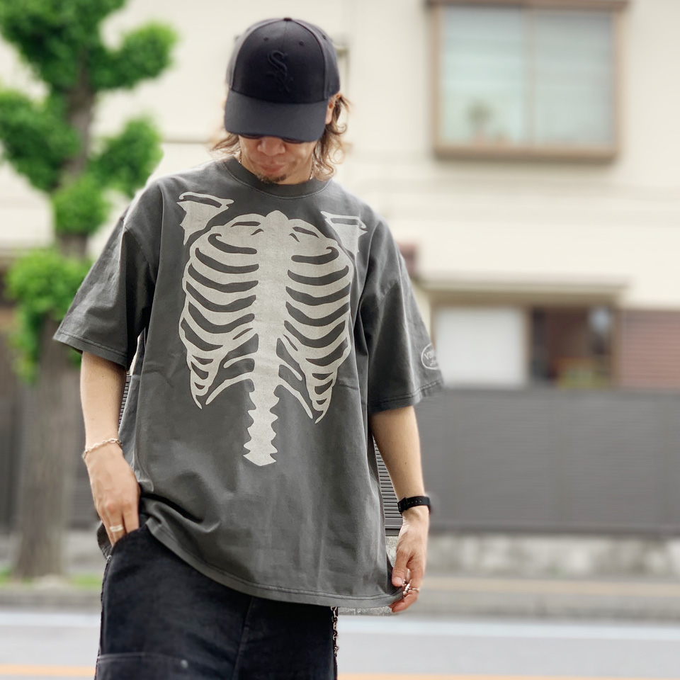 vanson バンソン ボーン Tシャツ ブラック シルバー XXL VANSON SALE セール バンソン Tシャツ BONE PIGMENT DYED S/S