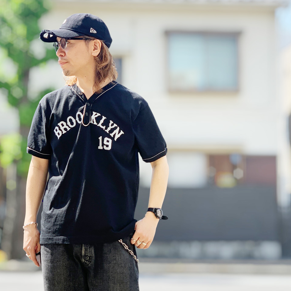 ★レザレクション★バイカラーモックネックシャツ☆ネイビー/ホワイト★試着のみ★S WHITESVILLE 全2色 ホワイツビル ヘンリーネックTシャツ S/S HENLEY