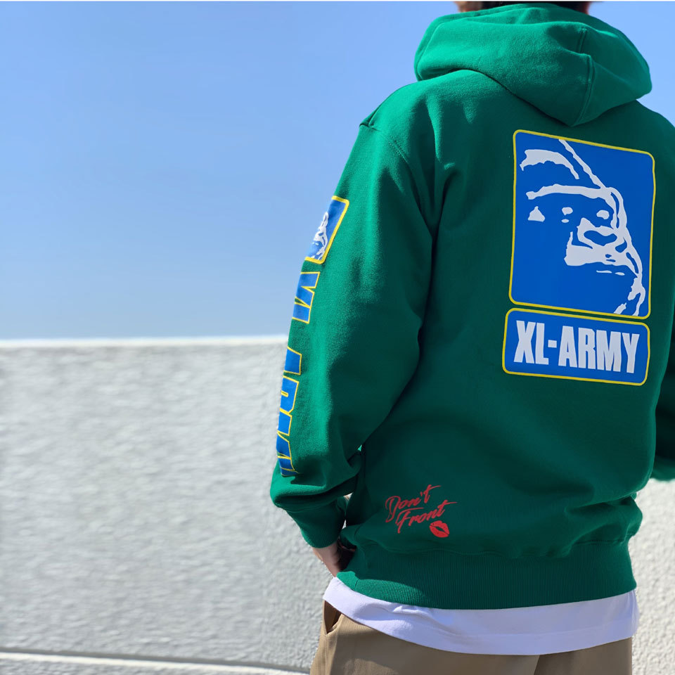 全2色 エクストララージ XLARGE パーカー XL-ARMY HOODED SWEAT