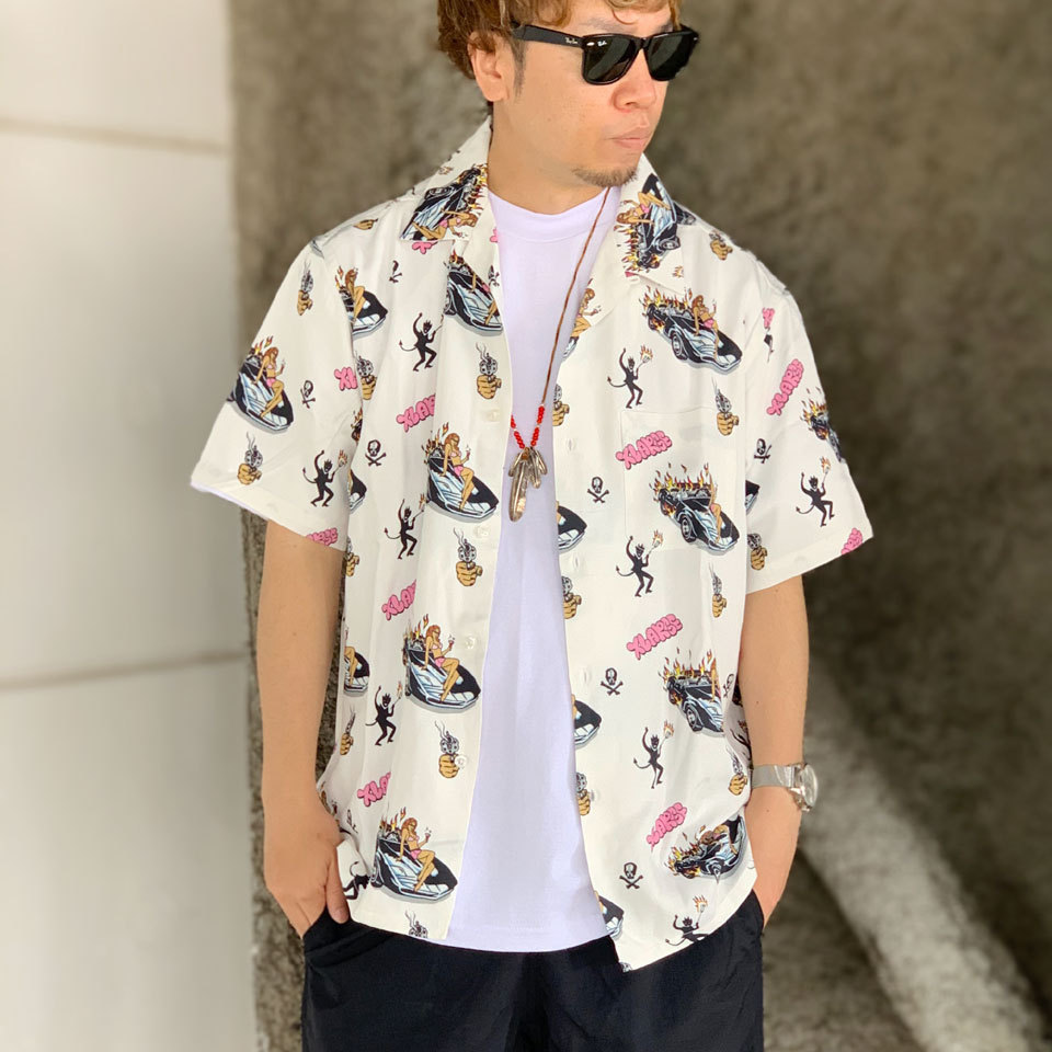 全2色 エクストララージ XLARGE 半袖シャツ アロハシャツ S/S BURN DOWN PATTERN SHIRT 開襟シャツ 総柄 ホワイト  白 WHITE ブルー 青 BLUE 101212014006 : xlarge2117 : Mr-vibes - 通販 - Yahoo!ショッピング