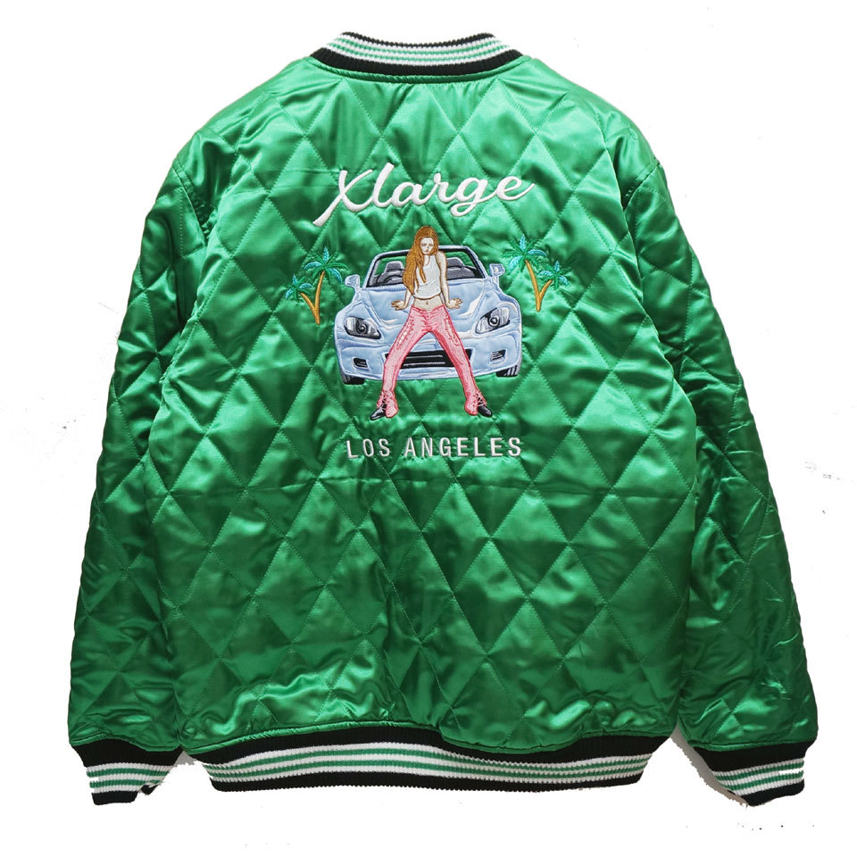 エクストララージ XLARGE スーベニアジャケット スカジャン リバーシブル REVERSIBLE FLAG GAL SOUVENIR JACKET  グリーン/ブラック 黒 緑