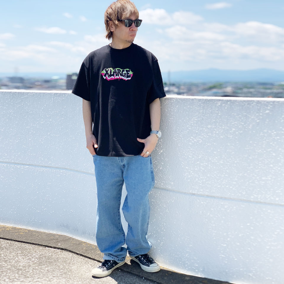 XLARGE ラガーシャツ グレー オレンジ