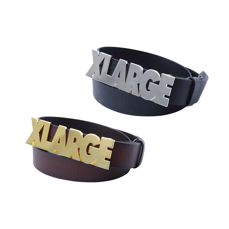 エクストララージ XLARGE ベルト バックル XL METAL BUCKLE BELT レザー 牛革 ブラック ブラウン BLACK BROWN  黒 茶色 101223054001