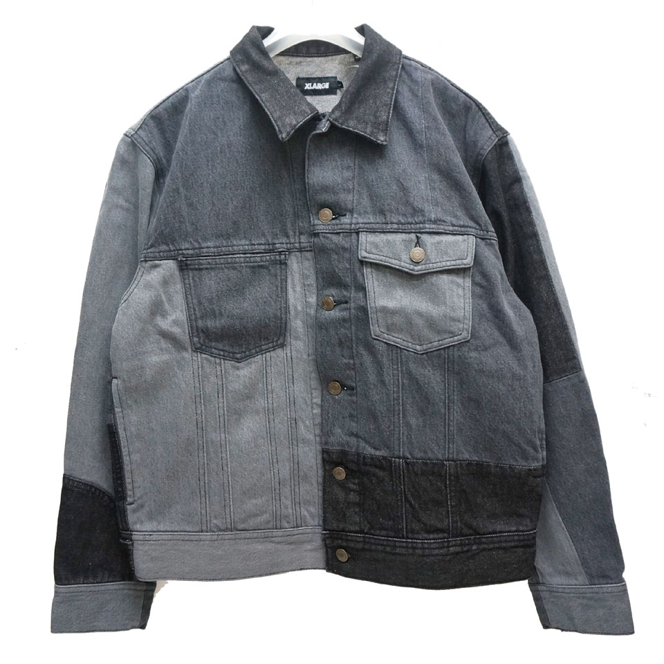 エクストララージ XLARGE デニムジャケット Gジャン PATCHWORK DENIM JACKET パッチワーク セットアップ ブラックデニム  ブラック 黒 BLACK 101223021001