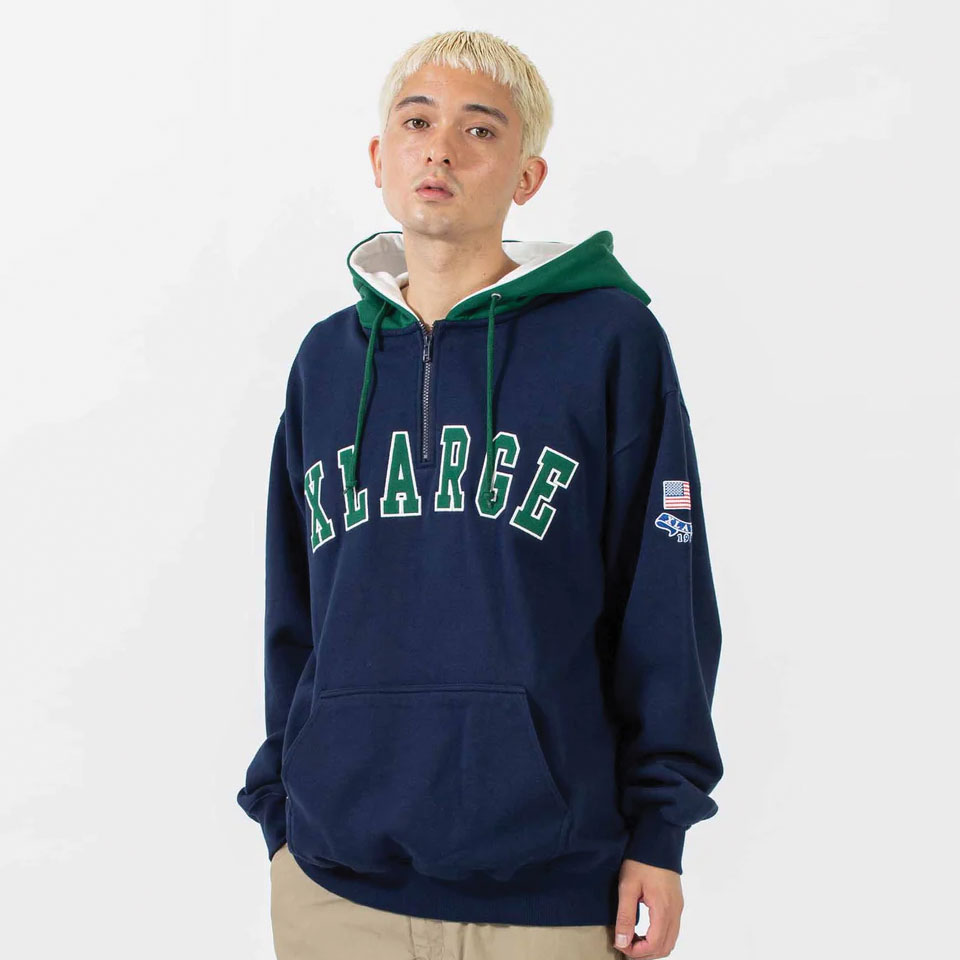 XLARGE 全2色 エクストララージ パーカー CONTRAST COLOR HALF