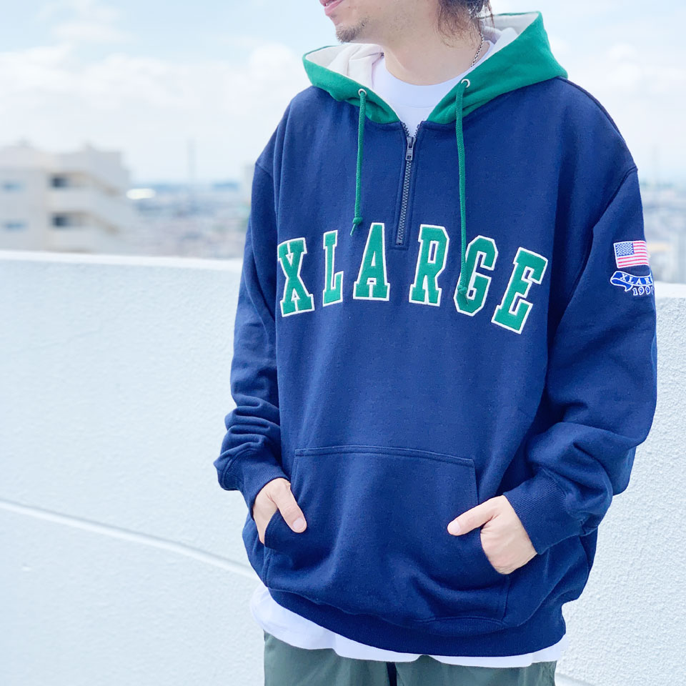 全2色 エクストララージ XLARGE パーカー CONTRAST COLOR HALF ZIP