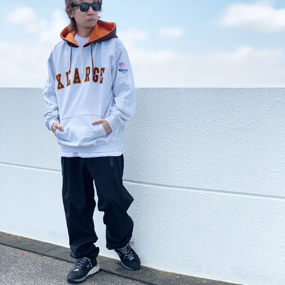 全2色 エクストララージ XLARGE パーカー CONTRAST COLOR HALF ZIP