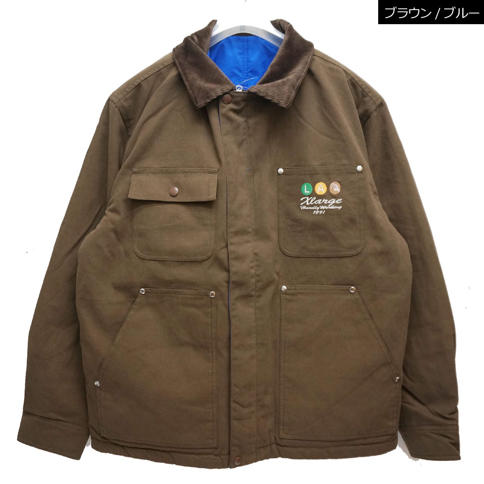 全2色 エクストララージ XLARGE リバーシブルジャケット REVERSIBLE WORK JACKET ワークジャケット ブラック ブラウン 黒  茶色 BLACK BROWN 101223021007