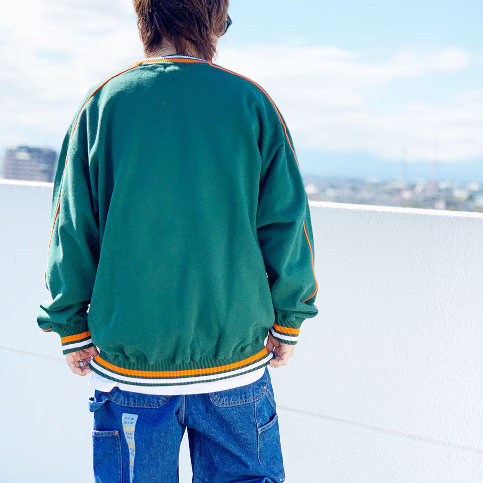 エクストララージ トレーナー PIPING V NECK SWEAT メンズ GREEN XL-