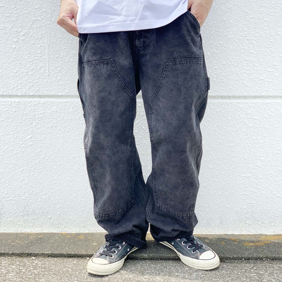 エクストララージ XLARGE ダブルニー ワークパンツ OVERDYED WORK PANTS ブラック 黒 BLACK 101232031007