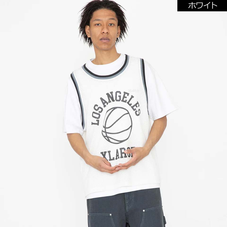 全2色 エクストララージ XLARGE タンクトップ バスケジャージ XL BASKETBALL JERSEY ホワイト ネイビー WHITE NAVY 白 紺 101232013004｜mr-vibes｜02