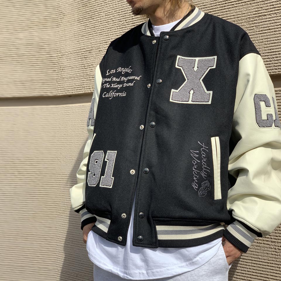 SALE セール エクストララージ XLARGE スタジャン OG LOGO VARSITY JACKET スタジアムジャケット ブラック 黒  BLACK 101234021009