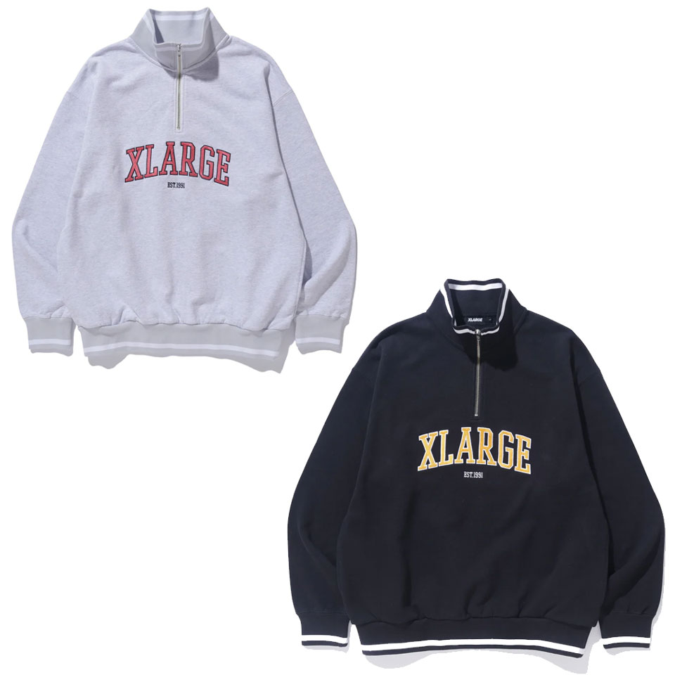 全2色 エクストララージ XLARGE ハーフジップスウェット トレーナー 