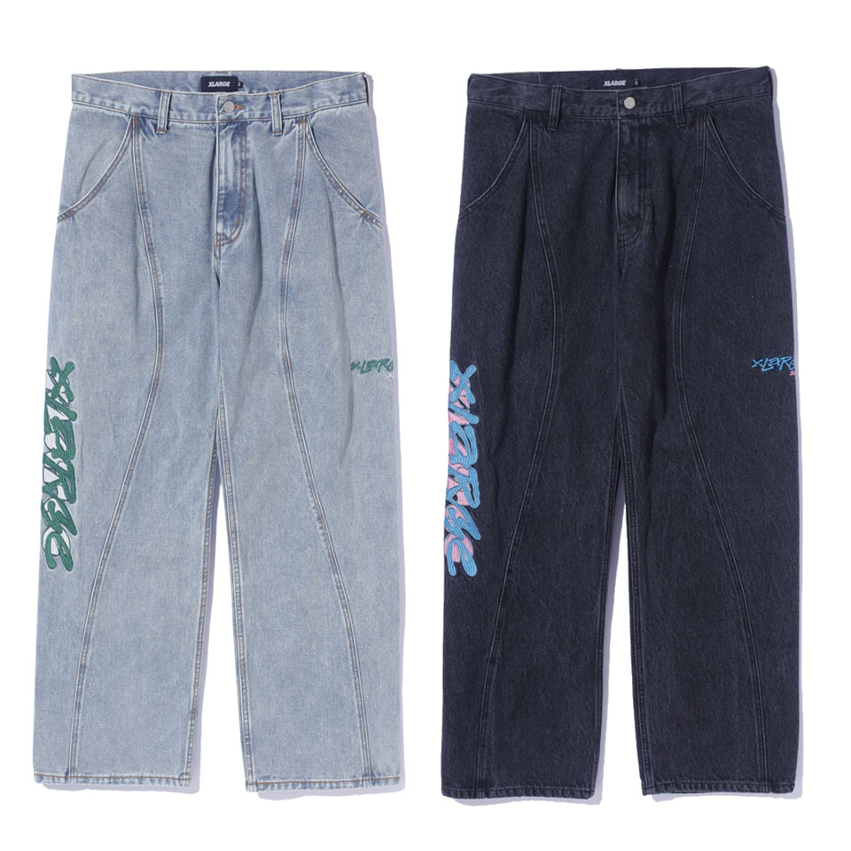 XLARGE 全2色 エクストララージ デニムパンツ SIDE CUTTING
