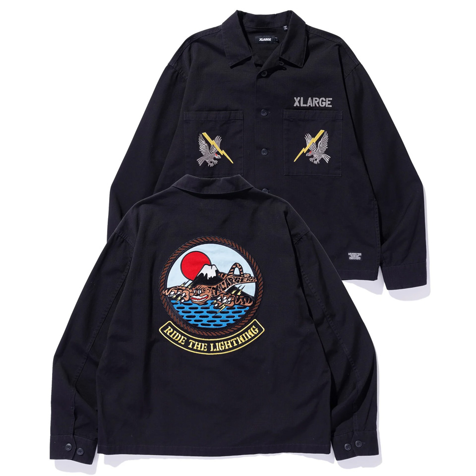 X-LARGE / ミリタリージャケット/M/コットン/BLK/101251014001 XLARGE（エクストラ ラージ） ミリタリーシャツ RIPSTOP MILITARY