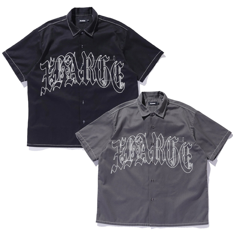 INI ワークシャツ黒L ファンコン COOTIE 「T/W Gabardine Work L/S Shirt」 オープンカラー