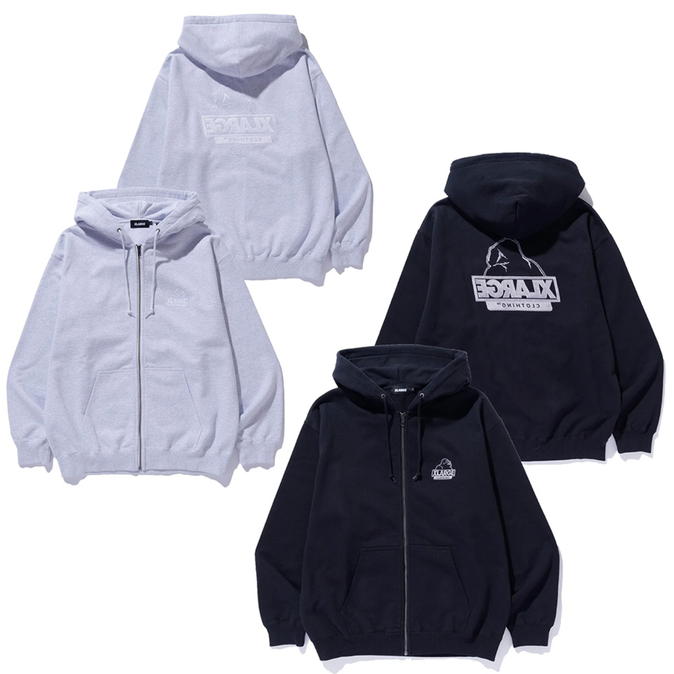 XLARGE（エクストラ ラージ） 全2色 ジップパーカー BACKSIDE OG ZIP