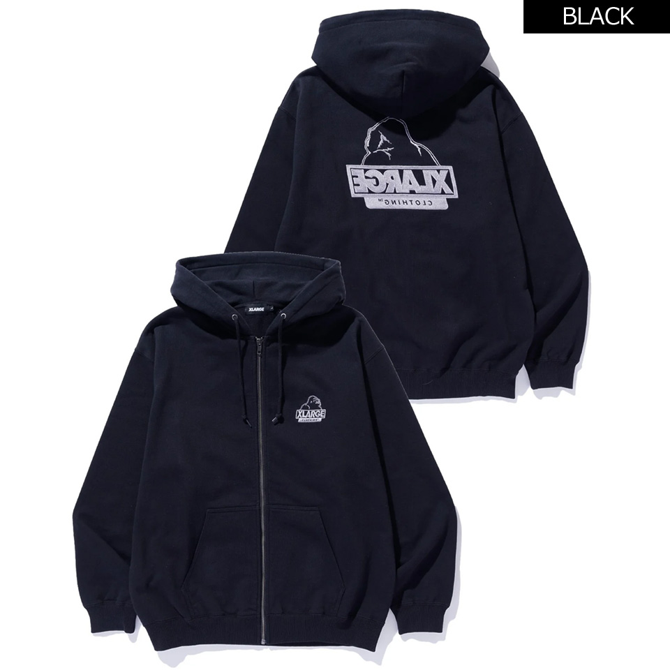 XLARGE（エクストラ ラージ） 全2色 ジップパーカー BACKSIDE OG ZIP