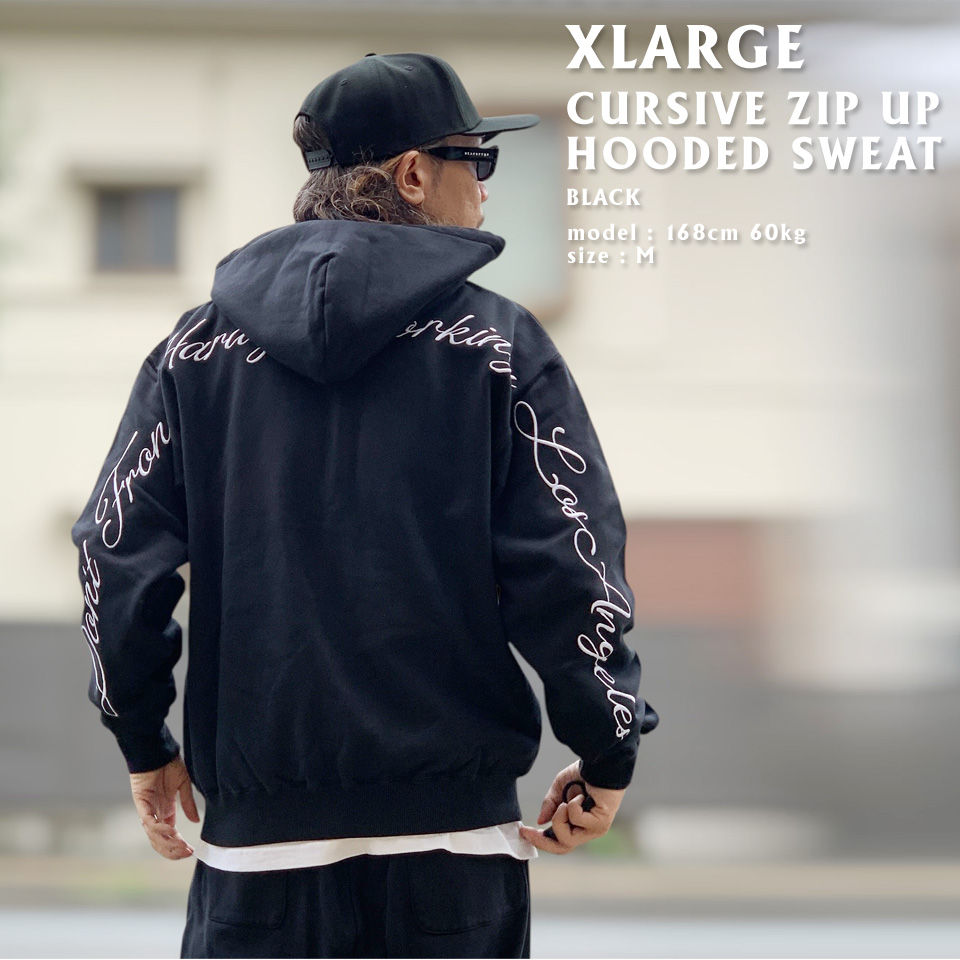 XLARGE（エクストラ ラージ） ジップパーカー CURSIVE ZIP UP HOODED