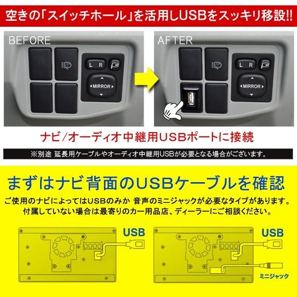 ワゴンrスティングレー MH35S MH55S スズキ USBポート 車 増設 埋め込み Aタイプ USBパネル スイッチホール 1個｜mr1｜03