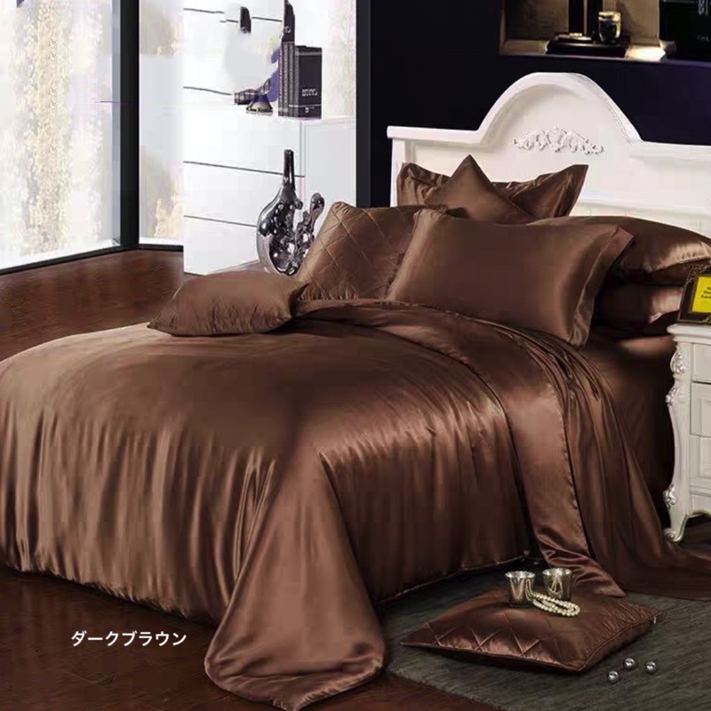 高級シルクシーツ4点セット 掛け布団カバーセット 正絹 ベッド用セット 