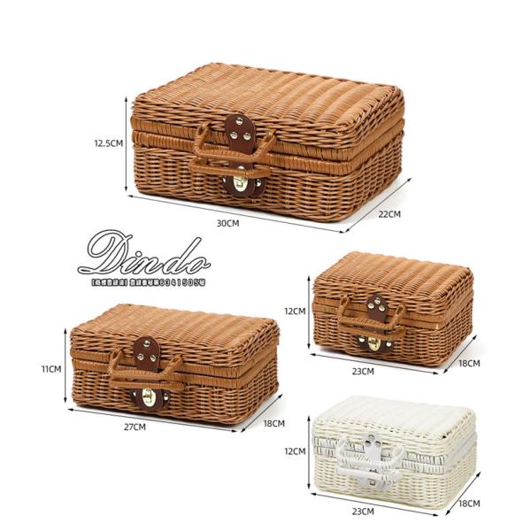 トランクケース ピクニックバスケット カゴバッグ 収納 編みバスケット