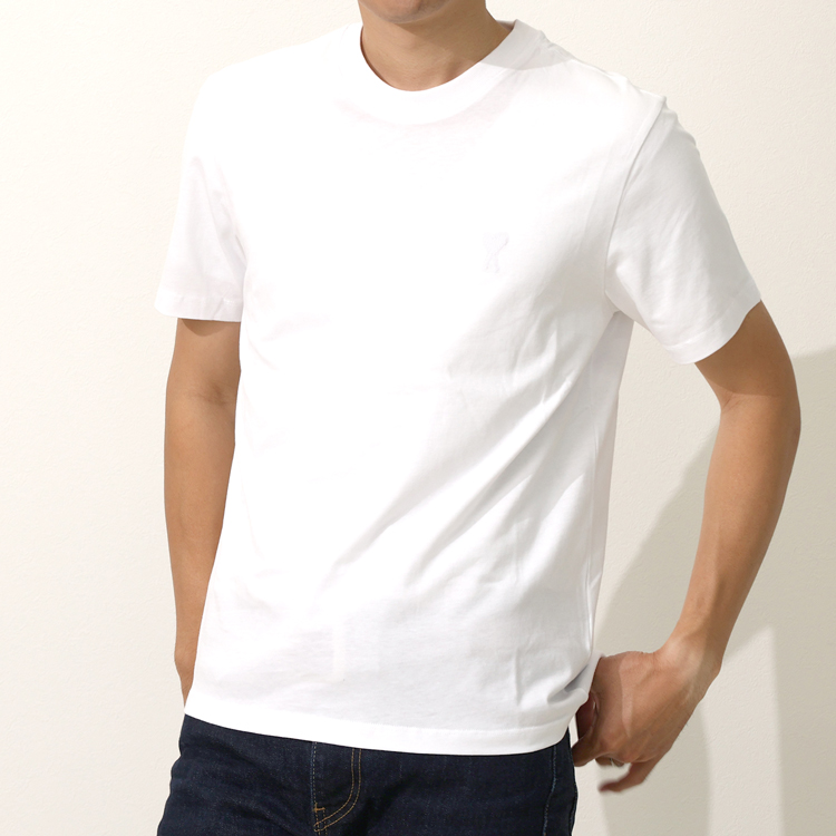 ami ホワイト Tシャツ ハート刺繍　ロゴ　半袖　アミパリ　Ｍサイズ AMI Alexandre Mattiussi アミ ami paris Tシャツ スモール A