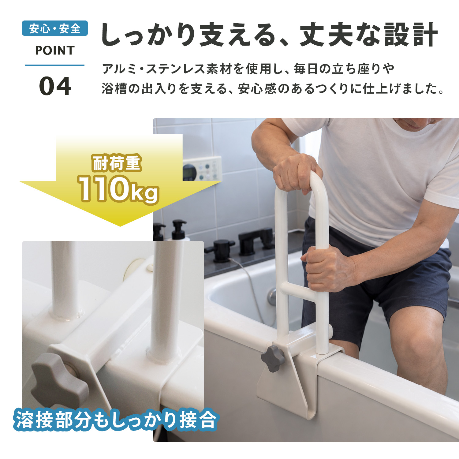 浴槽用手すり 工事不要 簡単取り付け 浴室 お風呂 手すり ハンドル
