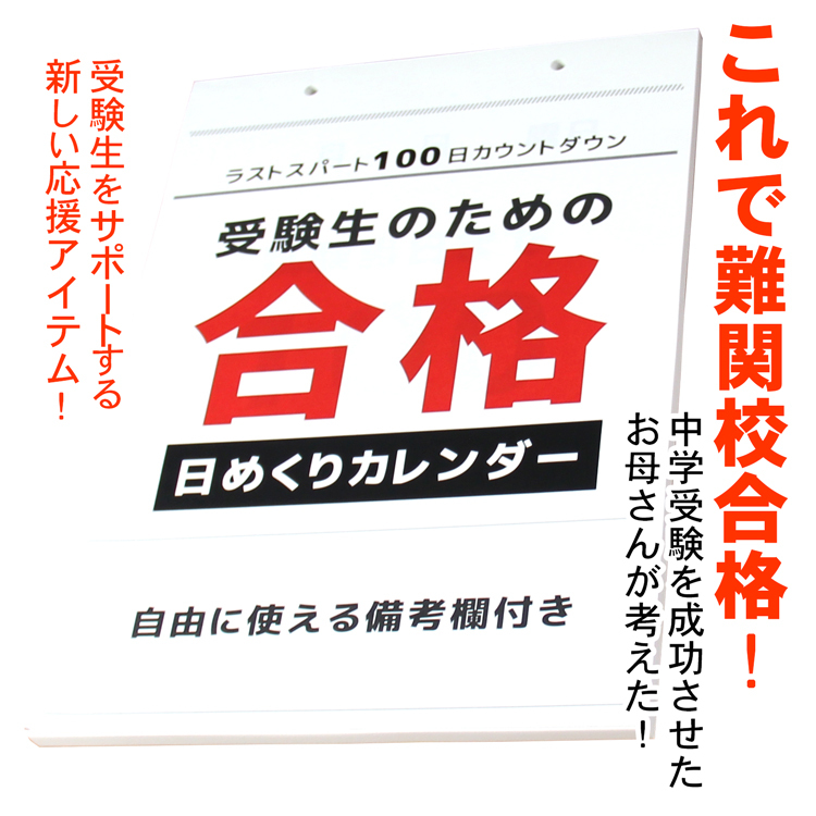 日めくり カレンダー ラストスパート 100日 カウントダウン 計画メモ 壁掛け 受験 グッズ 雑貨 合格 サポート 応援 Calendar001 ティーブランド 通販 Yahoo ショッピング