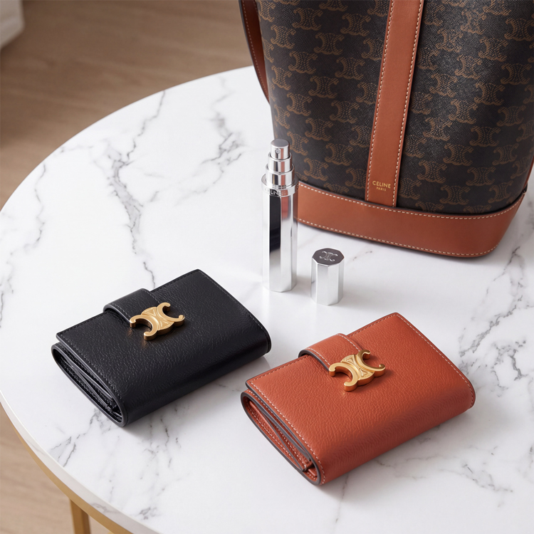 CELINE セリーヌ ストラップ ウォレット 二つ折り 財布 イタリア製 CELINE（セリーヌ） 【国内正規品/正規ラッピング済】 財布 二つ折り