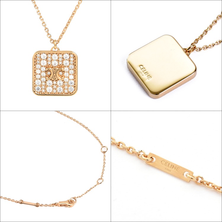CELINE セリーヌ ネックレス メダル シャンパンゴールド トリオンフ CELINE / セリーヌ Pt900 トリオンフ ダイヤ ネックレス