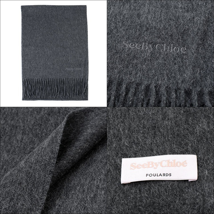 Chloe クロエ マフラー カシミヤ 洗える 無地 大判 24-114-40064