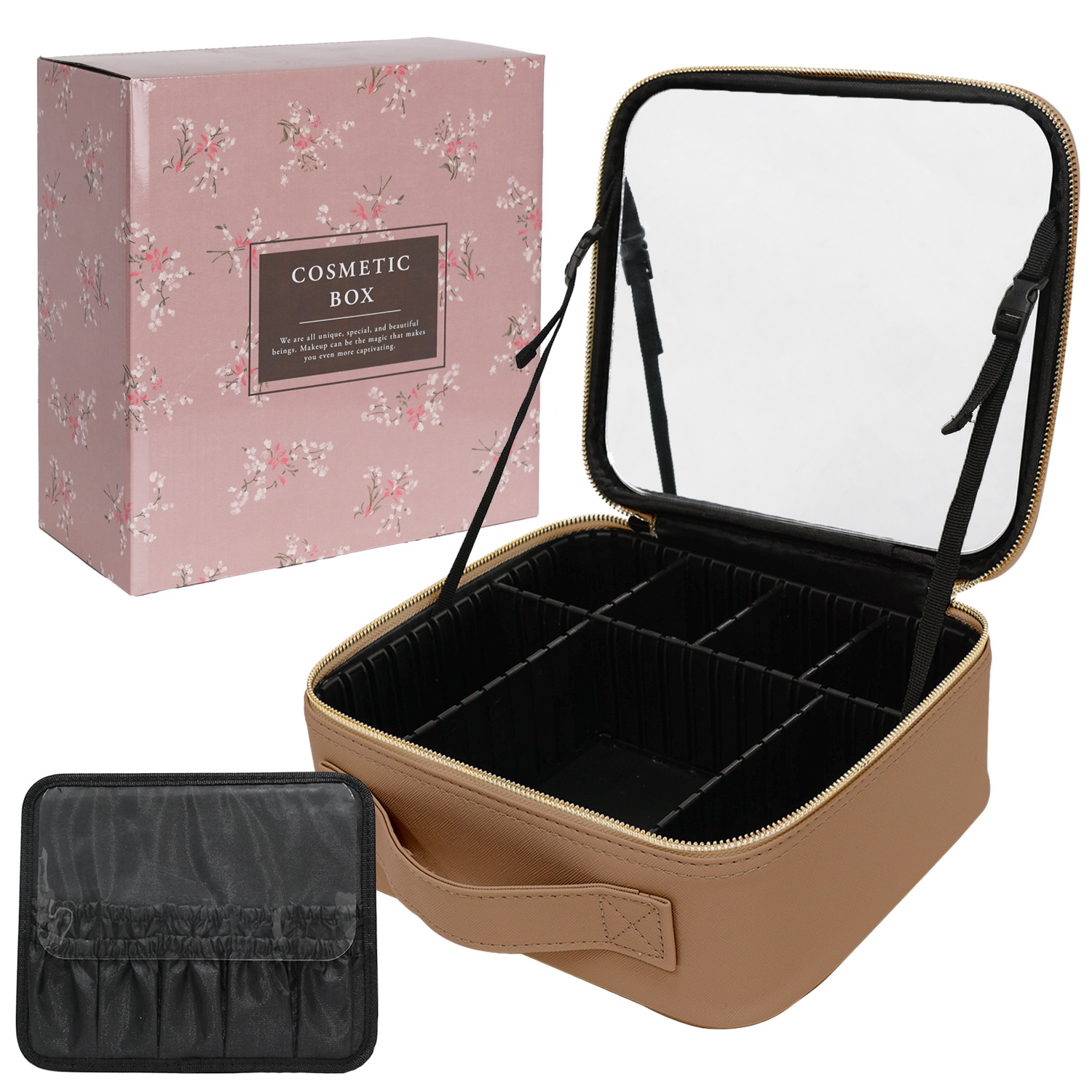 コスメボックス メイクボックス 鏡付き ミラー付き 大容量 大きめ