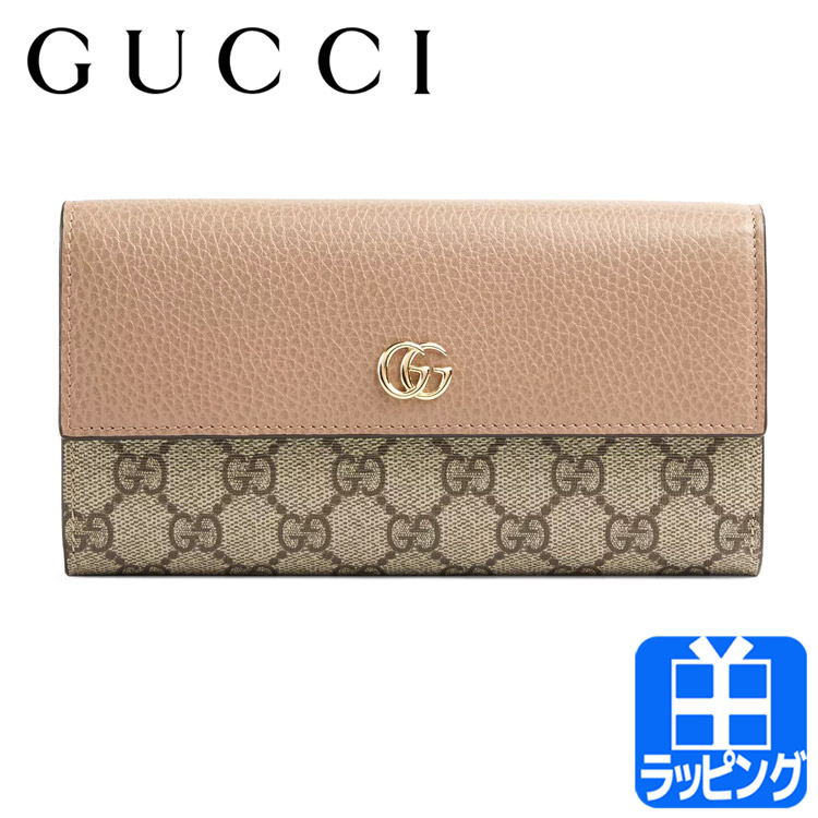 [ショッパー付き] グッチ GUCCI 財布 長財布 かぶせ 二つ折り財布 GG マーモントレザー ...