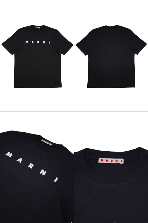 MARNI Tシャツ 2021 マルニ ロゴTシャツ 新品未使用 MARNI マルニ ロゴグラフィック Tシャツ HUMU0198P8 黒 白 半袖Tシャツ