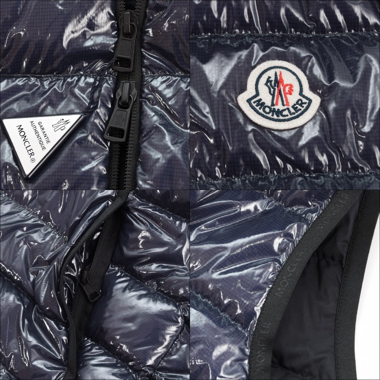 モンクレール Moncler ダウンベスト フード付き ネイビー ラッカー