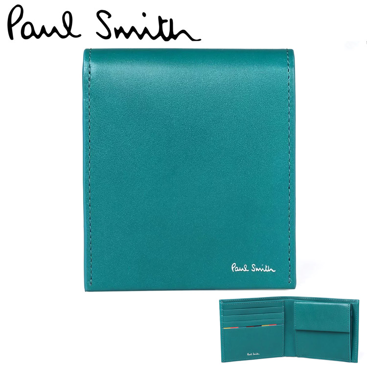 ポールスミス Paul Smith フォールデッドエッジ 二つ折り財布 ミニ財布 小銭入れ 牛革 革...