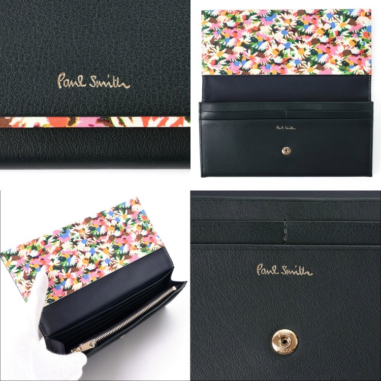 ポールスミス Paul Smith 財布 長財布 かぶせ マーガレットプリントトリム 小銭入れ 牛革 レザー LV3PNW0564/BPW564  レディース プレゼント ギフト