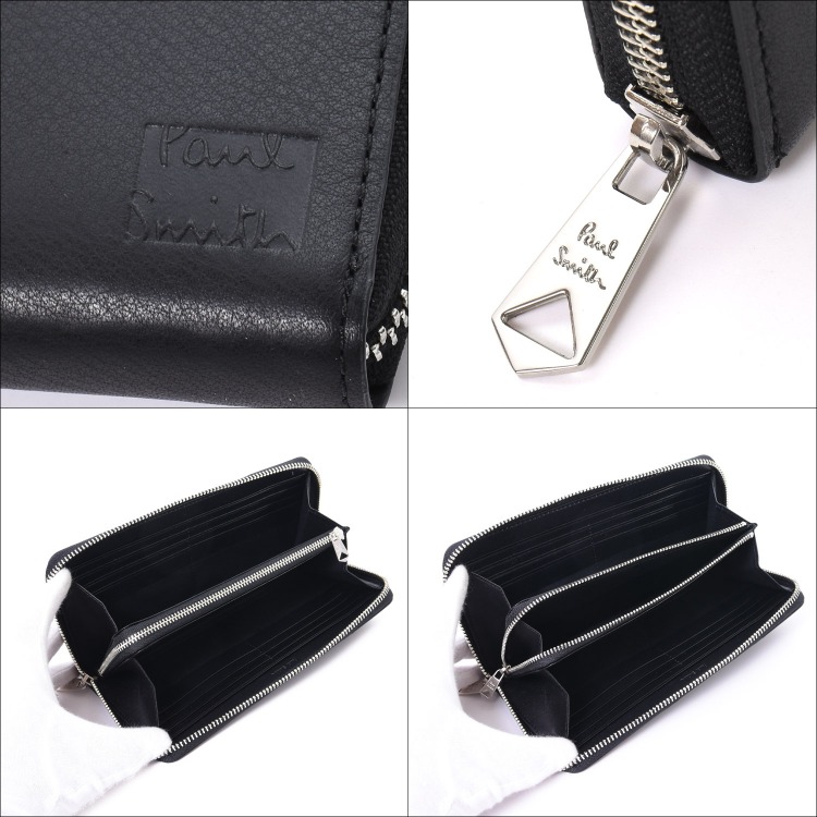 ギ*ル様 paul Smith 黒 レザー 長財布　革財布　折り　折りたたみ財布 Paul Smith ブラックレザー長財布