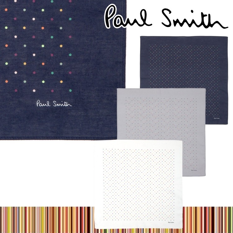 送料無料 Paul Smith ハンカチ マルチストライプ ロゴ ギフト 2色 日本正規品