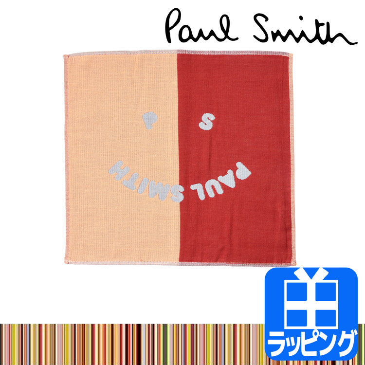 ポールスミス Paul Smith ハンカチ タオル コットン 綿 100％ タオル地 パイル地 PS Paul Smith Happy ロゴ  シンプル ハンカチタオルプレゼント ギフト