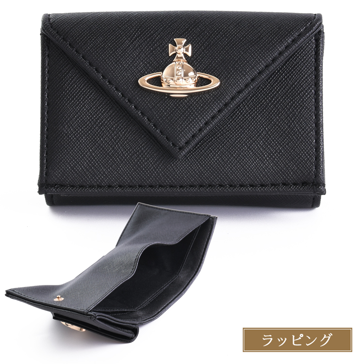 Vivienne Westwood 三つ折りミニ財布 レター　エナメル　ブラック Vivienne Westwood レザー三つ折り財布 エナメルブラック｜Yahoo