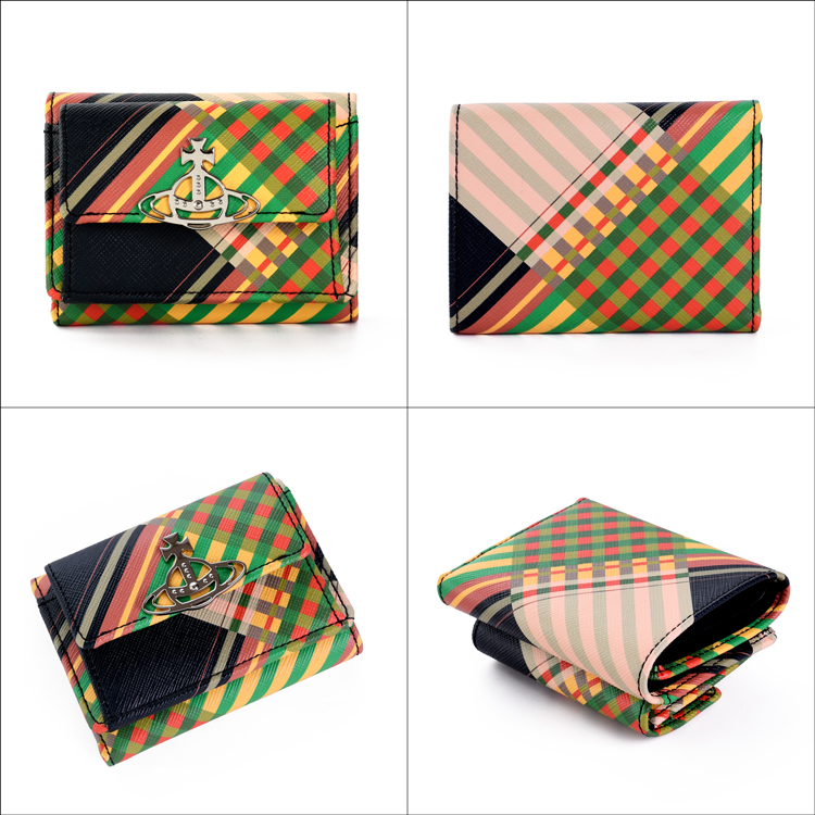 【未使用品！！】Vivienne Westwood SAFF PRINT 財布 SAFFIANO PRINTED ENVELOPE 三つ折りミニ財布(CHELSEA TARTAN)（メンズ
