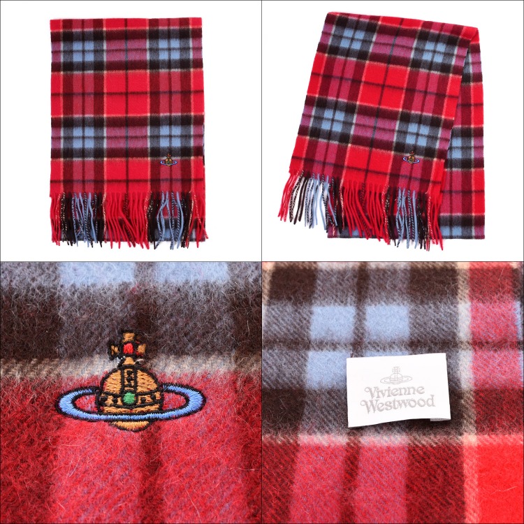 ヴィヴィアンウエストウッド Vivienne Westwood マフラー スカーフ ストール TARTAN カシミヤ ウォッシャブル チェック ロゴ  大判 高校生 プレゼント ギフト