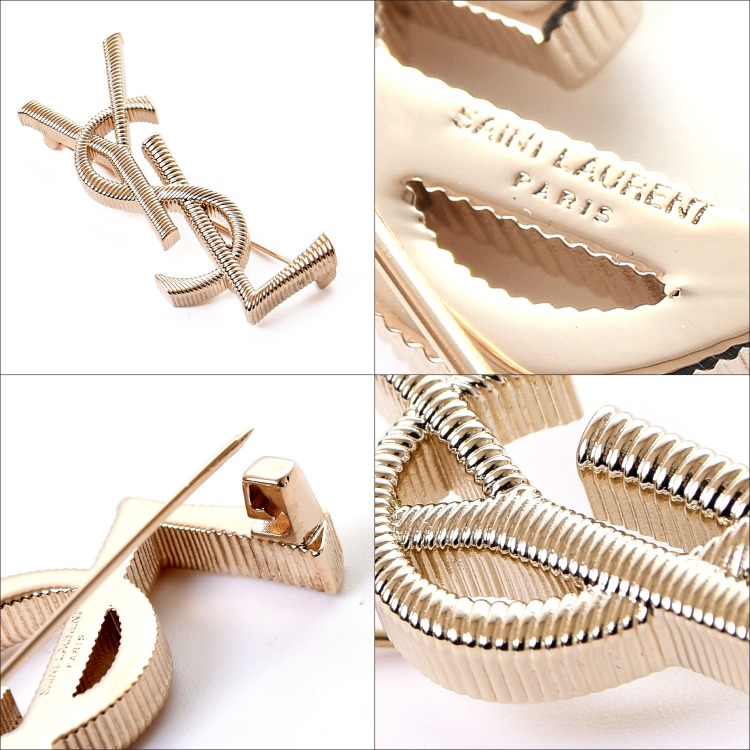 極美品✨　YSL　サンローランパリ　ブローチ　ロゴ　1629 SAINT LAURENT サンローラン ブローチ カサンドラ YSL ロゴ