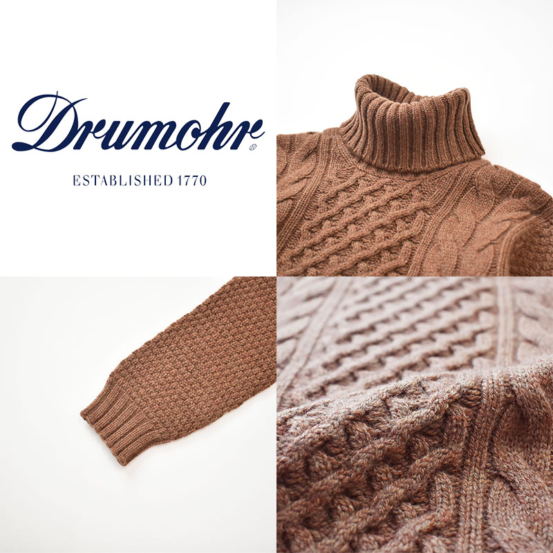 Drumohr ドルモア 4G Middle turtle neck cable knit D4W124 4