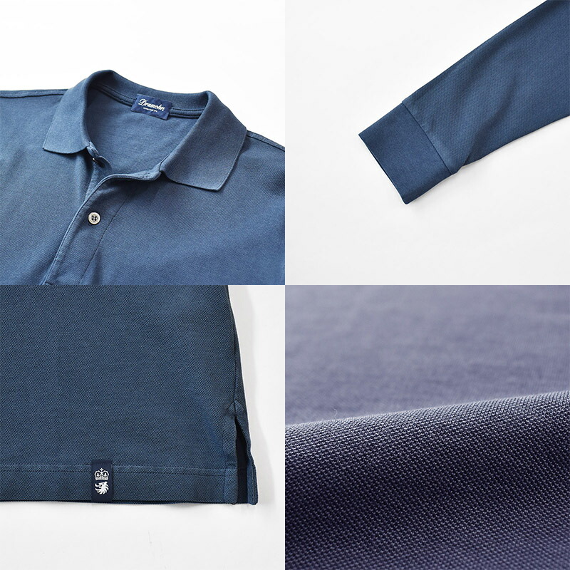 Drumohr ドルモア Seed Stitches moss stitch long sleeve Polo shirt